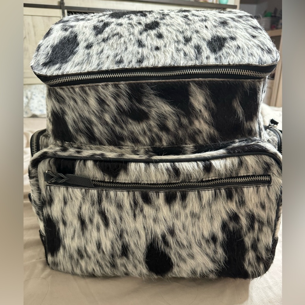 Real Genuine Leather Cowhide Backpack/ Diaperbag